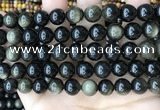 COB769 15.5 inches 12mm round golden obsidian beads wholesale