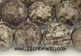 COB782 15 inches 10mm faceted round Chinese snowflake obsidian beads