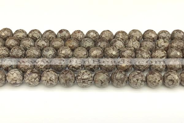 COB782 15 inches 10mm faceted round Chinese snowflake obsidian beads