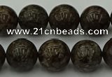 COB804 15.5 inches 12mm round red snowflake obsidian beads