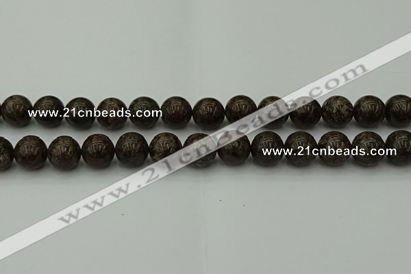 COB805 15.5 inches 14mm round red snowflake obsidian beads