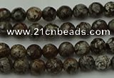 COB810 15.5 inches 4mm faceted round red snowflake obsidian beads