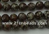 COB811 15.5 inches 6mm faceted round red snowflake obsidian beads