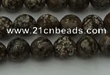 COB812 15.5 inches 8mm faceted round red snowflake obsidian beads