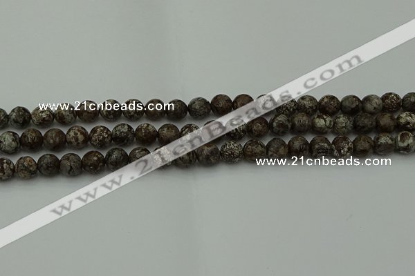 COB812 15.5 inches 8mm faceted round red snowflake obsidian beads