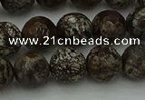 COB813 15.5 inches 10mm faceted round red snowflake obsidian beads