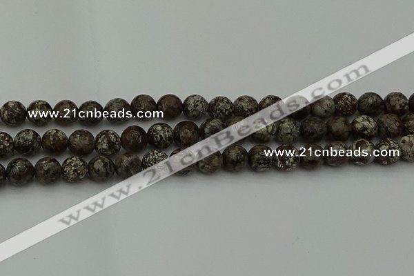 COB813 15.5 inches 10mm faceted round red snowflake obsidian beads