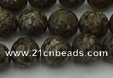 COB814 15.5 inches 12mm faceted round red snowflake obsidian beads