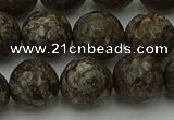 COB815 15.5 inches 14mm faceted round red snowflake obsidian beads