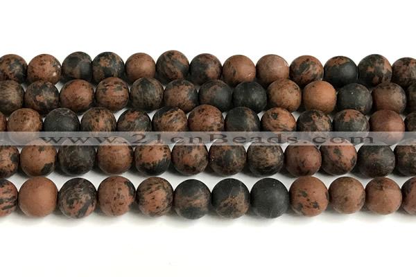 COB824 15 inches 12mm round matte mahogany obsidian beads