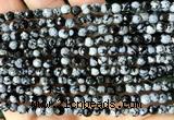 COB870 15 inches 4mm faceted round snowflake obsidian beads wholesale