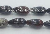 COJ08 15.5 inches 10*20mm teardrop blood jasper gemstone beads