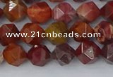 COJ1001 15.5 inches 6mm faceted nuggets red porcelain jasper beads