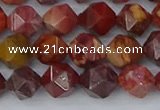 COJ1002 15.5 inches 8mm faceted nuggets red porcelain jasper beads