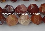 COJ1003 15.5 inches 10mm faceted nuggets red porcelain jasper beads