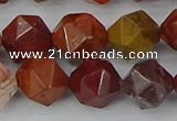 COJ1004 15.5 inches 12mm faceted nuggets red porcelain jasper beads