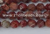 COJ1006 15.5 inches 6mm faceted nuggets pomegranate jasper beads