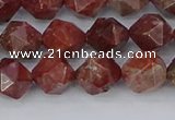 COJ1007 15.5 inches 8mm faceted nuggets pomegranate jasper beads