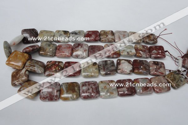 COJ216 15.5 inches 20*20mm square blood stone beads wholesale