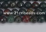 COJ310 15.5 inches 4mm faceted round Indian bloodstone beads