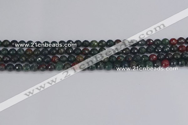 COJ310 15.5 inches 4mm faceted round Indian bloodstone beads