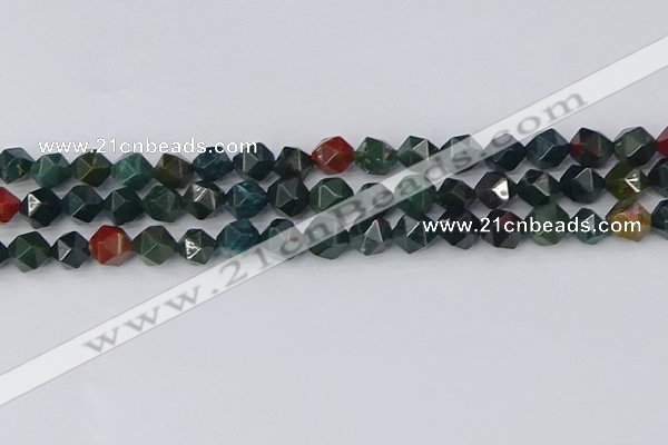 COJ321 15.5 inches 8mm faceted nuggets Indian bloodstone beads