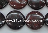 COJ35 15.5 inches 22mm flat round blood jasper gemstone beads