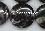 COJ37 15.5 inches 30mm flat round blood jasper gemstone beads