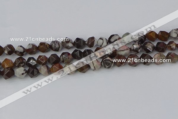 COJ373 15.5 inches 10mm faceted nuggets outback jasper beads