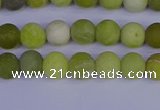 COJ401 15.5 inches 6mm round matte olive jade beads wholesale