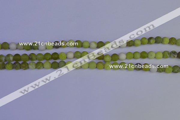 COJ401 15.5 inches 6mm round matte olive jade beads wholesale