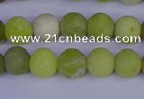 COJ402 15.5 inches 8mm round matte olive jade beads wholesale