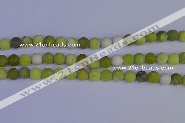 COJ404 15.5 inches 12mm round matte olive jade beads wholesale