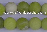 COJ405 15.5 inches 14mm round matte olive jade beads wholesale