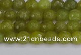 COJ409 15.5 inches 6mm faceted round olive jade beads