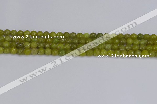 COJ409 15.5 inches 6mm faceted round olive jade beads