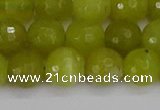 COJ411 15.5 inches 10mm faceted round olive jade beads