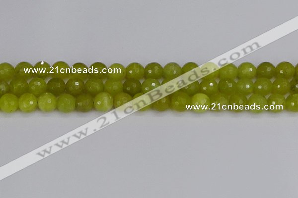 COJ411 15.5 inches 10mm faceted round olive jade beads