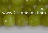 COJ412 15.5 inches 12mm faceted round olive jade beads