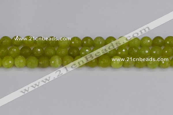 COJ412 15.5 inches 12mm faceted round olive jade beads