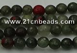 COJ460 15.5 inches 4mm faceted round blood jasper beads wholesale