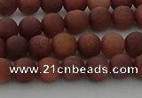 COJ471 15.5 inches 6mm round matte African blood jasper beads