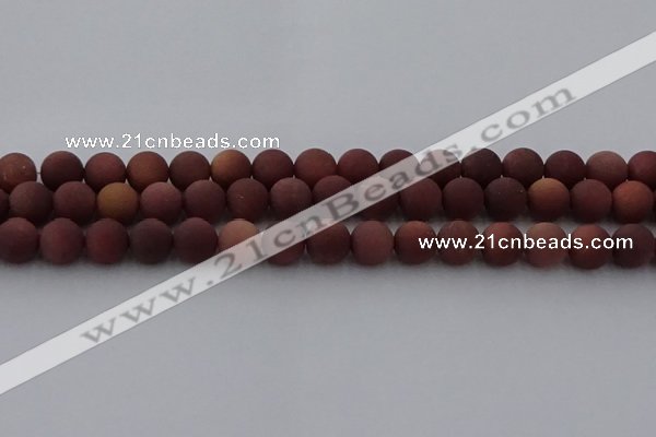 COJ473 15.5 inches 10mm round matte African blood jasper beads