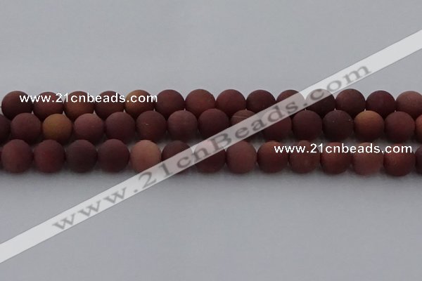 COJ474 15.5 inches 12mm round matte African blood jasper beads