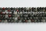 COJ485 15.5 inches 8mm faceted round blood jasper beads wholesale