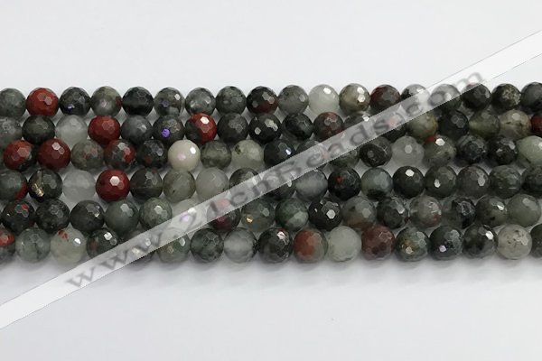 COJ485 15.5 inches 8mm faceted round blood jasper beads wholesale