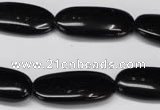 CON36 15.5 inches 10*30mm oval black onyx gemstone beads