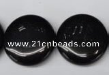 CON47 15.5 inches 25mm flat round black onyx gemstone beads