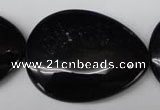 CON55 15.5 inches 30*40mm flat teardrop black onyx gemstone beads