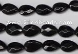 CON72 15.5 inches 8*12mm faceted flat teardrop black onyx gemstone beads